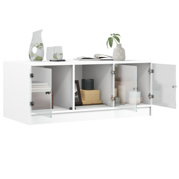 Mesa de centro con puertas de vidrio blanca 102x50x42 cm M 5