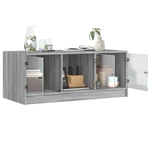 Mesa de centro con puertas de vidrio gris Sonoma 102x50x42 cm M 5