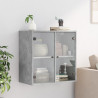 Mueble de pared puertas de vidrio gris hormigón 68x37x68.5 cm 3