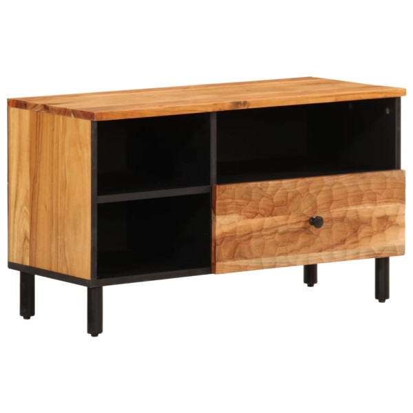 Mueble de TV madera maciza de acacia 80x33x46 cm M 2