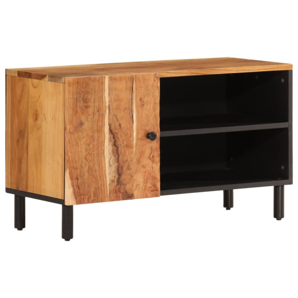 Mueble de TV madera maciza de acacia 80x33x46 cm M 2