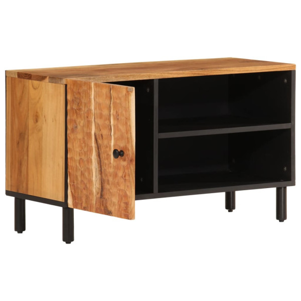 Mueble de TV madera maciza de acacia 80x33x46 cm M 4