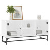 Mueble de TV con puertas de vidrio blanco 102x37x50 cm 3