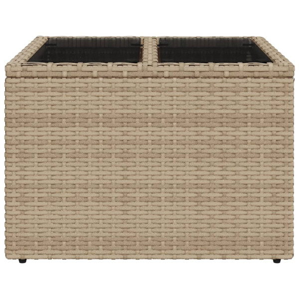 Mesa de jardim com tampo de vidro 55x55x37 cm vime PE bege M 4