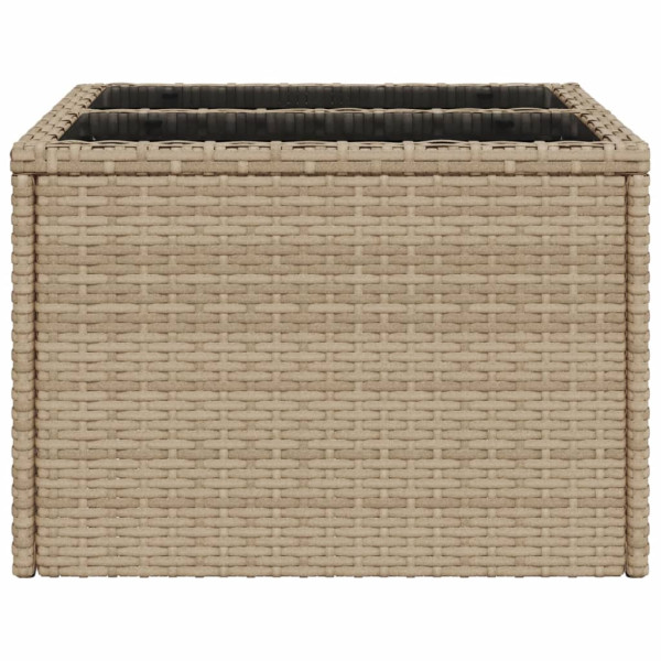 Mesa de jardín superficie de cristal ratán PE beige 55x55x37 cm M 5