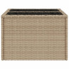 Mesa de jardim com tampo de vidro 55x55x37 cm vime PE bege 5