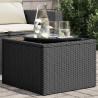 Mesa de jardim com tampo de vidro 55x55x37 cm vime PE preto 1