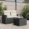 Mesa de jardín superficie de cristal ratán PE negro 55x55x37 cm 3