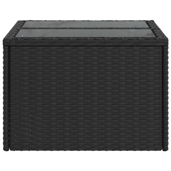Mesa de jardín superficie de cristal ratán PE negro 55x55x37 cm M 5