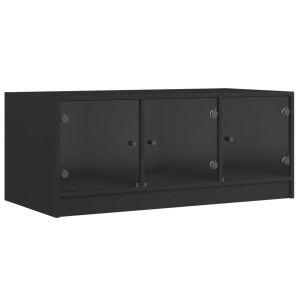 Mesa de centro c/ portas de vidro 102x50x42 cm preto H