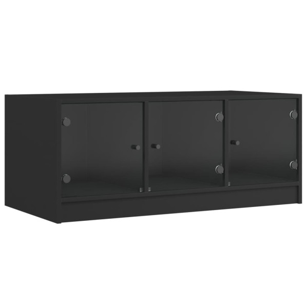 Mesa de centro c/ portas de vidro 102x50x42 cm preto M 2