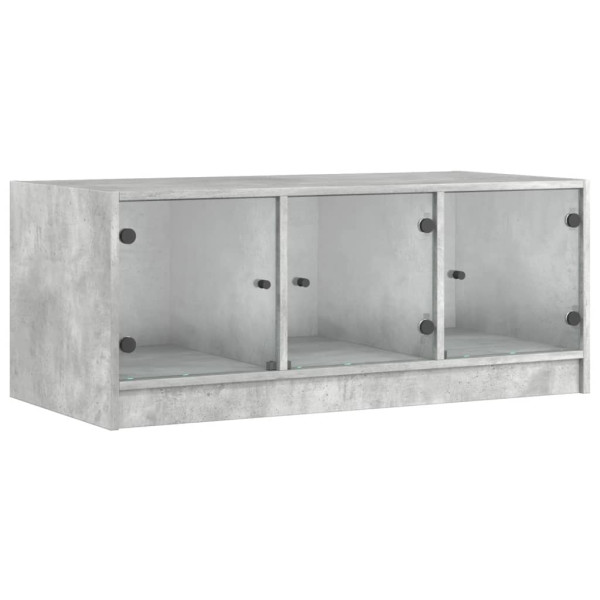 Mesa de centro c/ portas de vidro 102x50x42 cm cinza cimento M 2
