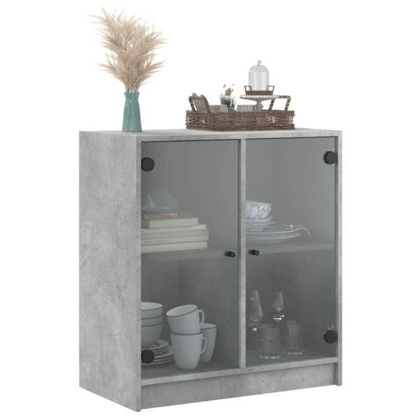 Armario auxiliar puertas de vidrio gris hormigón 68x37x75.5 cm M 4