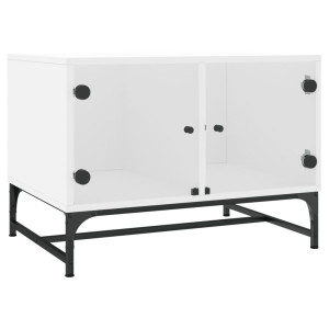 Mesa de centro c/ portas de vidro 68.5x50x50 cm branco H