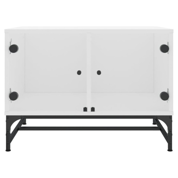 Mesa de centro con puertas de vidrio blanca 68.5x50x50 cm M 5