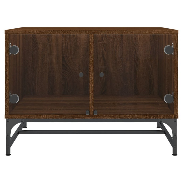 Mesa de centro con puertas de vidrio marrón roble 68.5x50x50 cm M 5