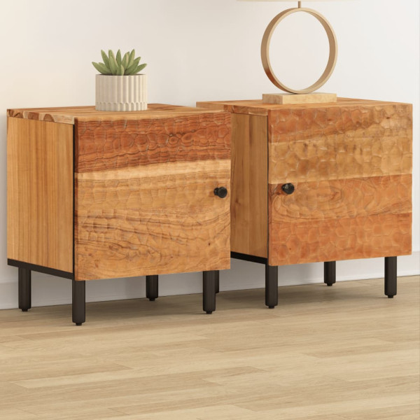 Mesitas de noche 2 uds madera maciza de acacia 40x33x46 cm D