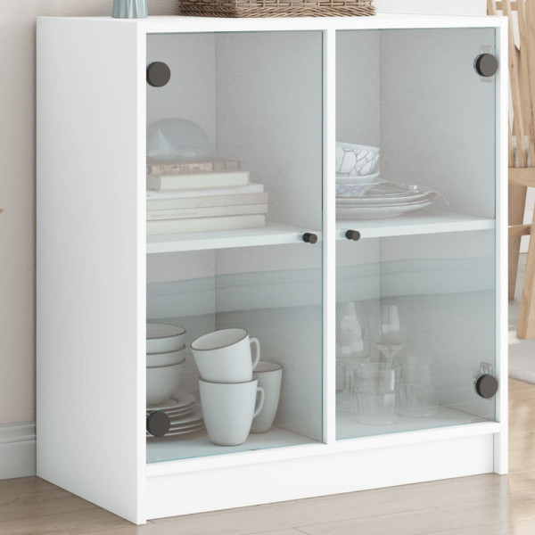 Armario auxiliar con puertas de vidrio blanco 68x37x75.5 cm D