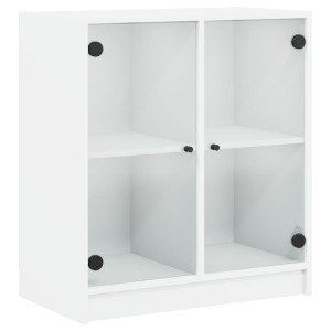 Armário de apoio c/ portas de vidro 68x37x75.5 cm branco H