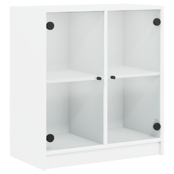 Armario auxiliar con puertas de vidrio blanco 68x37x75.5 cm M 2