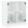 Armário de apoio c/ portas de vidro 68x37x75.5 cm branco 2