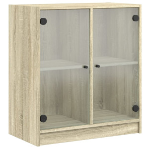 Armario auxiliar puertas de vidrio roble Sonoma 68x37x75.5 cm H