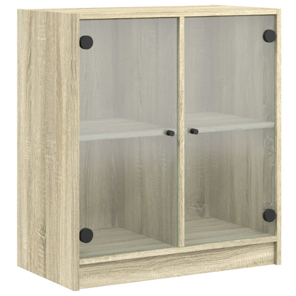 Armario auxiliar puertas de vidrio roble Sonoma 68x37x75.5 cm M 2