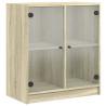 Armario auxiliar puertas de vidrio roble Sonoma 68x37x75.5 cm 2