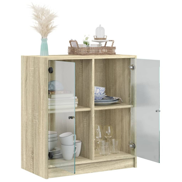 Armario auxiliar puertas de vidrio roble Sonoma 68x37x75.5 cm M 5