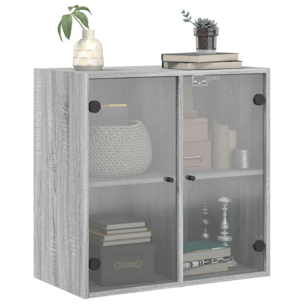 Mueble de pared puertas de vidrio gris Sonoma 68x37x68.5 cm M 4