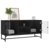 Mueble de TV con puertas de vidrio negro 102x37x50 cm 4