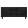 Mueble de TV con puertas de vidrio negro 102x37x50 cm 5