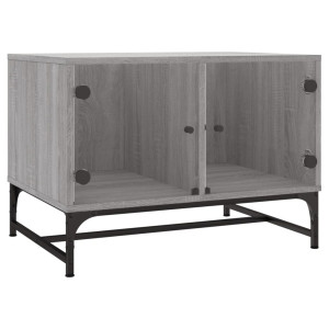 Mesa de centro c/ portas de vidro 68.5x50x50 cm cinza sonoma H