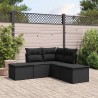 5 pcs conjunto sofás de jardim com almofadões vime PE preto 1