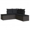 5 pcs conjunto sofás de jardim com almofadões vime PE preto 2