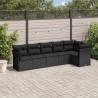 6 pcs conjunto sofás de jardim c/ almofadões vime PE preto 1