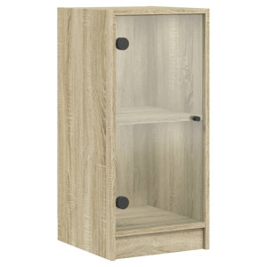 Armario auxiliar puertas de vidrio roble Sonoma 35x37x75.5 cm H