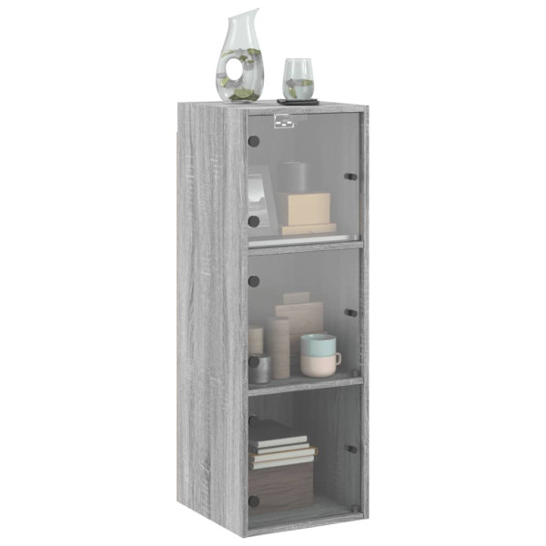 Mueble de pared puertas de vidrio gris Sonoma 35x37x100 cm M 4