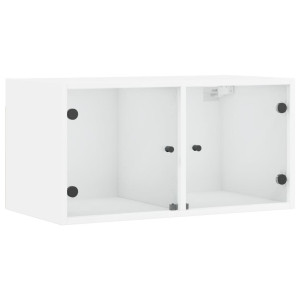Mobiliário de parede com portas de vidro branco 68.5x37x35 cm H