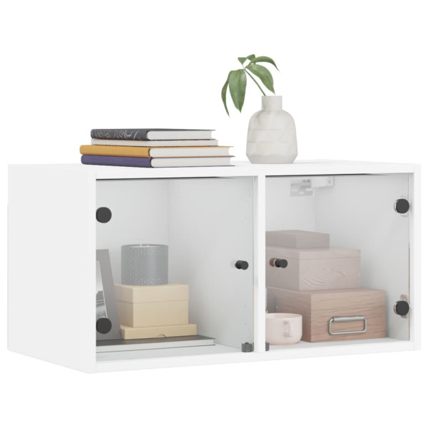 Mobiliário de parede com portas de vidro branco 68.5x37x35 cm M 4