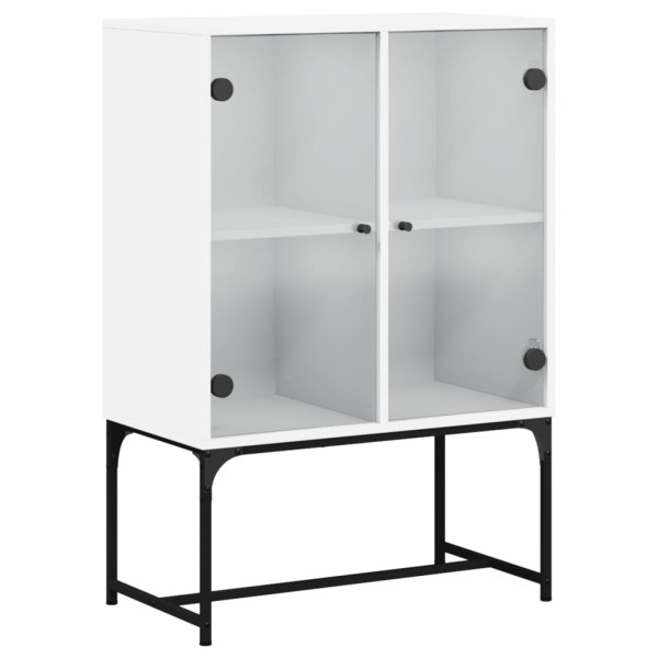 Armario auxiliar con puertas de vidrio blanco 69x37x100 cm M 2