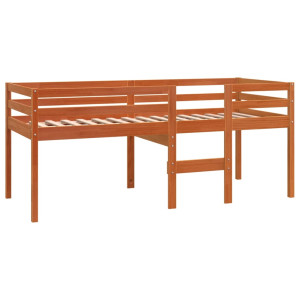 Cama alta 75x190 cm madeira de pinho maciça castanho cera H