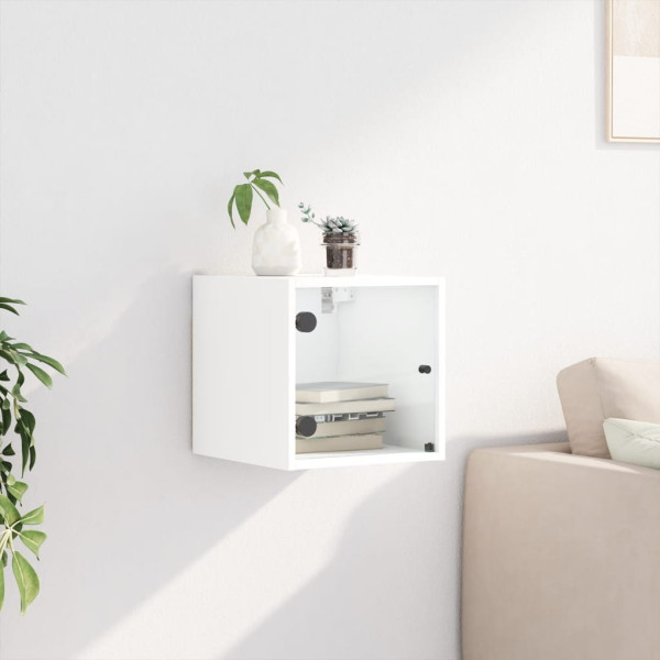 Mesa de cabeceira c/ porta de vidro 35x37x35 cm branco M 3