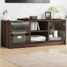 Mueble de TV con puertas de vidrio marrón roble 102x37x42 cm 1