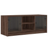 Mueble de TV con puertas de vidrio marrón roble 102x37x42 cm 2