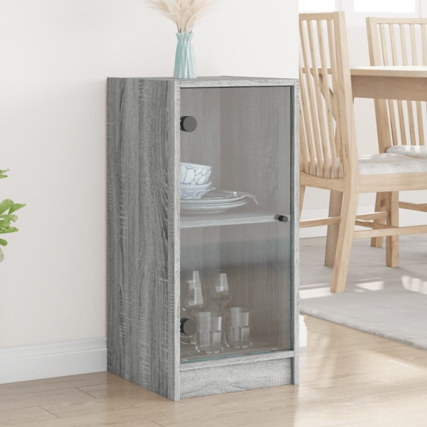 Armario auxiliar puertas de vidrio gris Sonoma 35x37x75.5 cm D