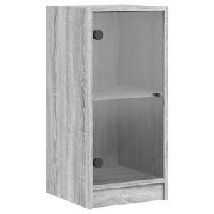 Armario auxiliar puertas de vidrio gris Sonoma 35x37x75.5 cm H