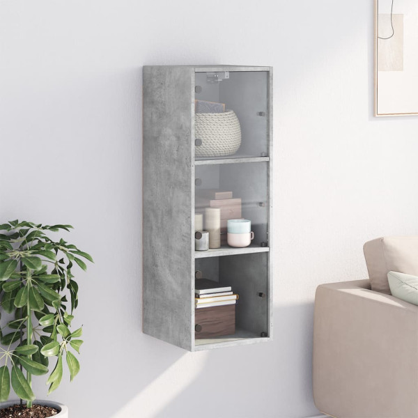 Mueble de pared puertas de vidrio gris hormigón 35x37x100 cm M 3
