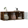Mueble de pared puertas de vidrio roble ahumado 102x37x35 cm 5