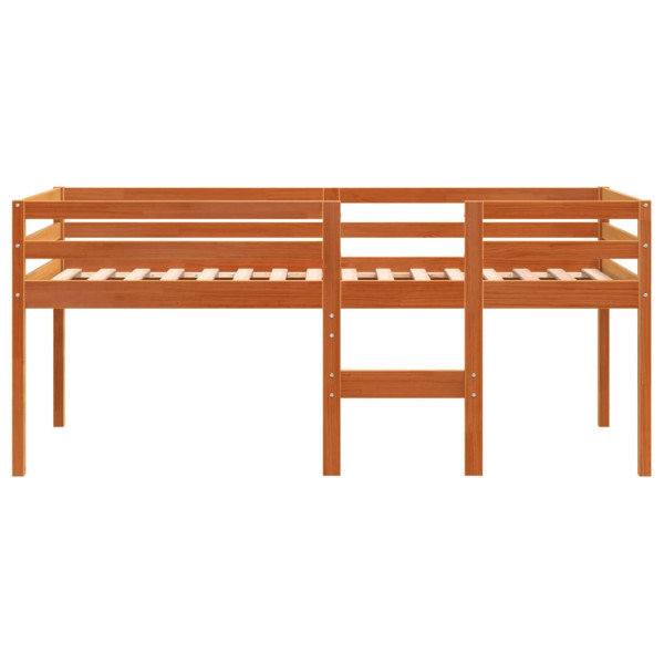 Cama alta madera maciza de pino marrón cera 90x200 cm M 4